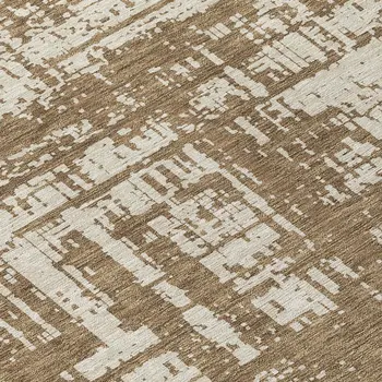 8' Brown And Beige Round Abstract Washable Indoor Outdoor Area Rug