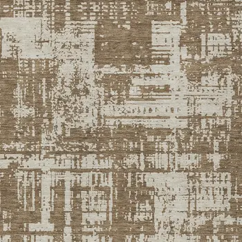 8' X 10' Brown And Beige Abstract Washable Indoor Outdoor Area Rug