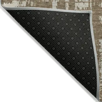 10' X 14' Brown And Beige Abstract Washable Indoor Outdoor Area Rug