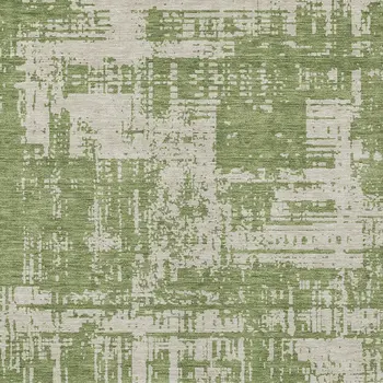 3' X 5' Green And Beige Abstract Washable Indoor Outdoor Area Rug