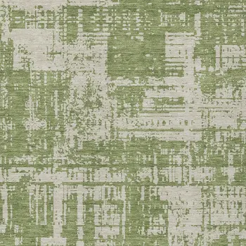 5' X 8' Green And Beige Abstract Washable Indoor Outdoor Area Rug