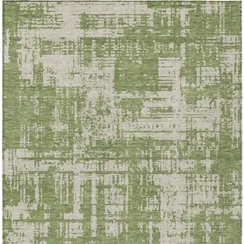 10' X 14' Green And Beige Abstract Washable Indoor Outdoor Area Rug