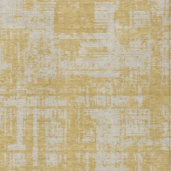 3' X 5' Gold And Gray Abstract Washable Indoor Outdoor Area Rug