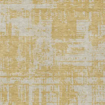 5' X 8' Gold And Gray Abstract Washable Indoor Outdoor Area Rug