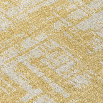 8' Gold And Gray Round Abstract Washable Indoor Outdoor Area Rug