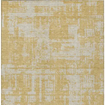10' X 14' Gold And Gray Abstract Washable Indoor Outdoor Area Rug