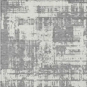 8' X 10' Gray And Ivory Abstract Washable Indoor Outdoor Area Rug