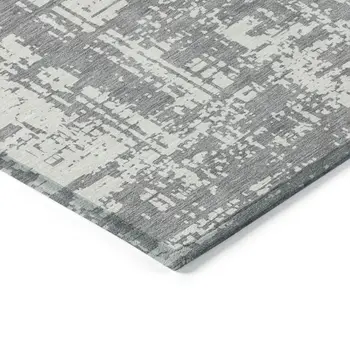 9' X 12' Gray And Ivory Abstract Washable Indoor Outdoor Area Rug