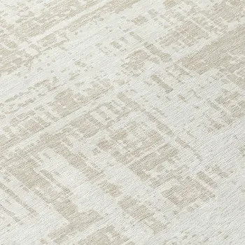 8' Ivory And Beige Round Abstract Washable Indoor Outdoor Area Rug