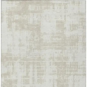 9' X 12' Ivory And Beige Abstract Washable Indoor Outdoor Area Rug