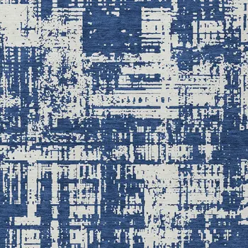 5' X 8' Navy Blue And Ivory Abstract Washable Indoor Outdoor Area Rug