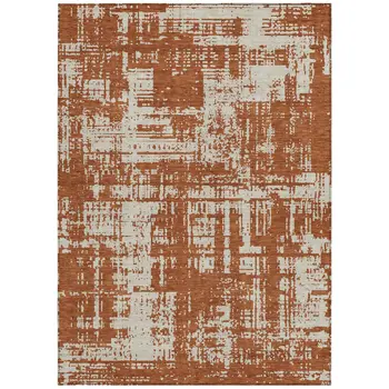 3' X 5' Brown And Ivory Abstract Washable Indoor Outdoor Area Rug