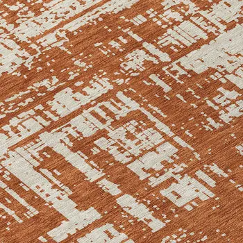 8' Brown And Ivory Round Abstract Washable Indoor Outdoor Area Rug