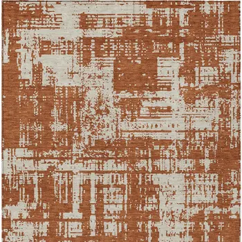 10' X 14' Brown And Ivory Abstract Washable Indoor Outdoor Area Rug