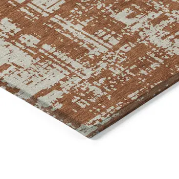 10' X 14' Brown And Ivory Abstract Washable Indoor Outdoor Area Rug
