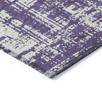 5' X 8' Purple And Ivory Abstract Washable Indoor Outdoor Area Rug