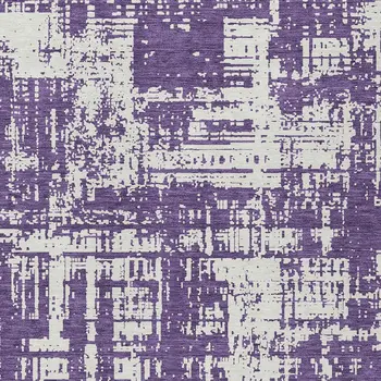 8' X 10' Purple And Ivory Abstract Washable Indoor Outdoor Area Rug