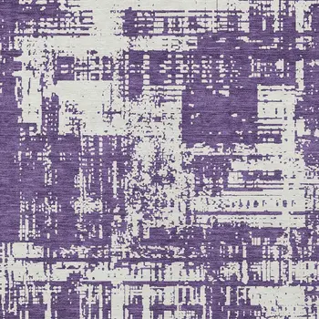 10' X 14' Purple And Ivory Abstract Washable Indoor Outdoor Area Rug