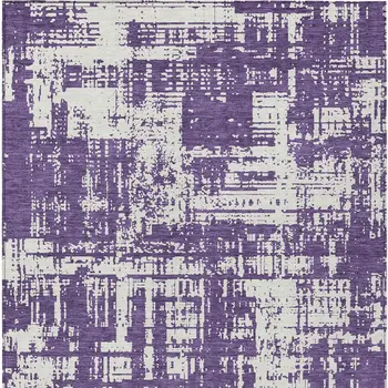 10' X 14' Purple And Ivory Abstract Washable Indoor Outdoor Area Rug