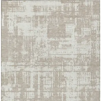 10' X 14' Taupe And Ivory Abstract Washable Indoor Outdoor Area Rug