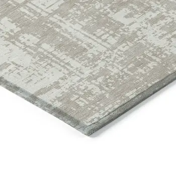 10' X 14' Taupe And Ivory Abstract Washable Indoor Outdoor Area Rug