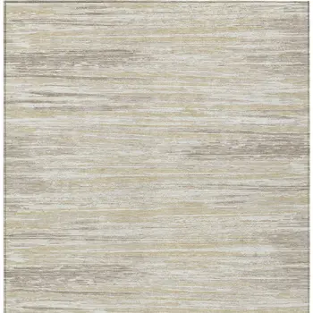 5' X 8' Beige Brown And Ivory Striped Washable Indoor Outdoor Area Rug