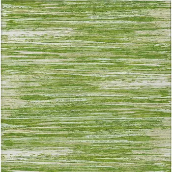 3' X 5' Green And Ivory Striped Washable Indoor Outdoor Area Rug