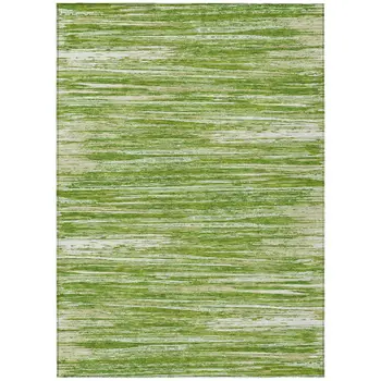 3' X 5' Green And Ivory Striped Washable Indoor Outdoor Area Rug