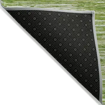 3' X 5' Green And Ivory Striped Washable Indoor Outdoor Area Rug