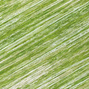 8' Green And Ivory Round Striped Washable Indoor Outdoor Area Rug