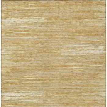 5' X 8' Gold Gray And Ivory Striped Washable Indoor Outdoor Area Rug