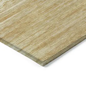 5' X 8' Gold Gray And Ivory Striped Washable Indoor Outdoor Area Rug