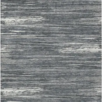 5' X 8' Gray And Ivory Striped Washable Indoor Outdoor Area Rug