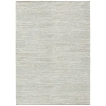 3' X 5' Ivory And Gray Striped Washable Indoor Outdoor Area Rug