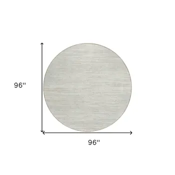 8' Ivory And Gray Round Striped Washable Indoor Outdoor Area Rug