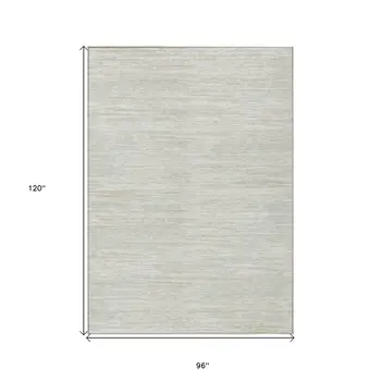 8' X 10' Ivory And Gray Striped Washable Indoor Outdoor Area Rug