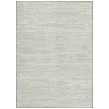 9' X 12' Ivory And Gray Striped Washable Indoor Outdoor Area Rug