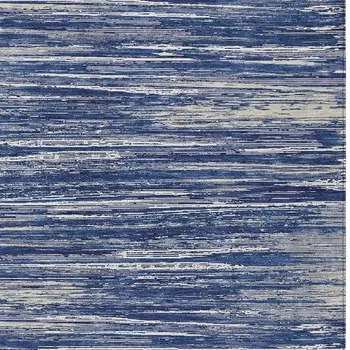 8' X 10' Navy Blue And Ivory Striped Washable Indoor Outdoor Area Rug