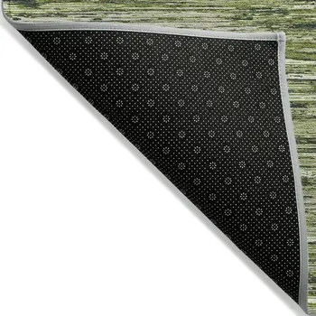 8' X 10' Olive Green And Ivory Striped Washable Indoor Outdoor Area Rug