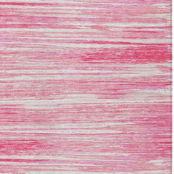 10' X 14' Pink And Ivory Striped Washable Indoor Outdoor Area Rug