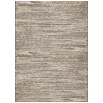 3' X 5' Taupe Gray And Ivory Striped Washable Indoor Outdoor Area Rug