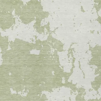3' X 5' Artichoke Green And Ivory Abstract Washable Indoor Outdoor Area Rug