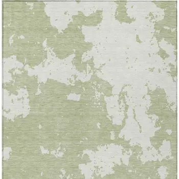 5' X 8' Artichoke Green And Ivory Abstract Washable Indoor Outdoor Area Rug