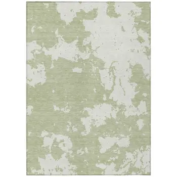 5' X 8' Artichoke Green And Ivory Abstract Washable Indoor Outdoor Area Rug