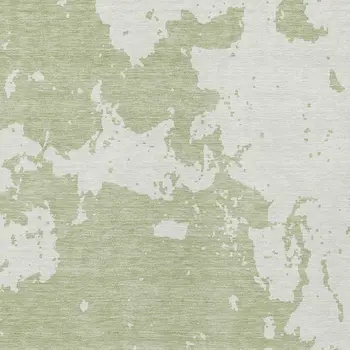 10' X 14' Artichoke Green And Ivory Abstract Washable Indoor Outdoor Area Rug