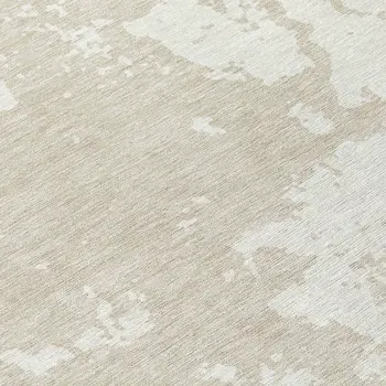 8' Beige And Ivory Round Abstract Washable Indoor Outdoor Area Rug