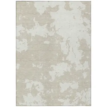 8' X 10' Beige And Ivory Abstract Washable Indoor Outdoor Area Rug