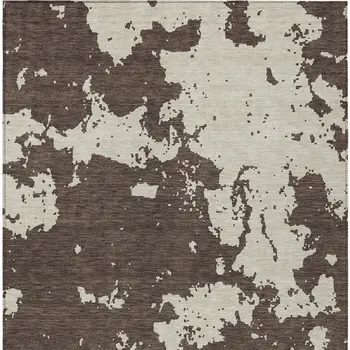 3' X 5' Brown And Beige Abstract Washable Indoor Outdoor Area Rug