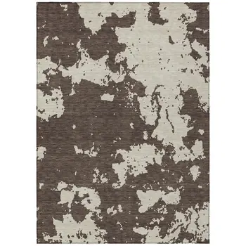 3' X 5' Brown And Beige Abstract Washable Indoor Outdoor Area Rug
