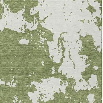 5' X 8' Green And Ivory Abstract Washable Indoor Outdoor Area Rug